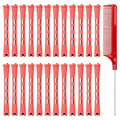 Coolrunner 60PCS Hair Perm Rods Set, Plastic Curler Perm Rods with Steel Pintail Comb, DIY Hair Curler Styling Tools for Hairdressing Hair (0.9cm, Blue, 0.9CM) (Red)