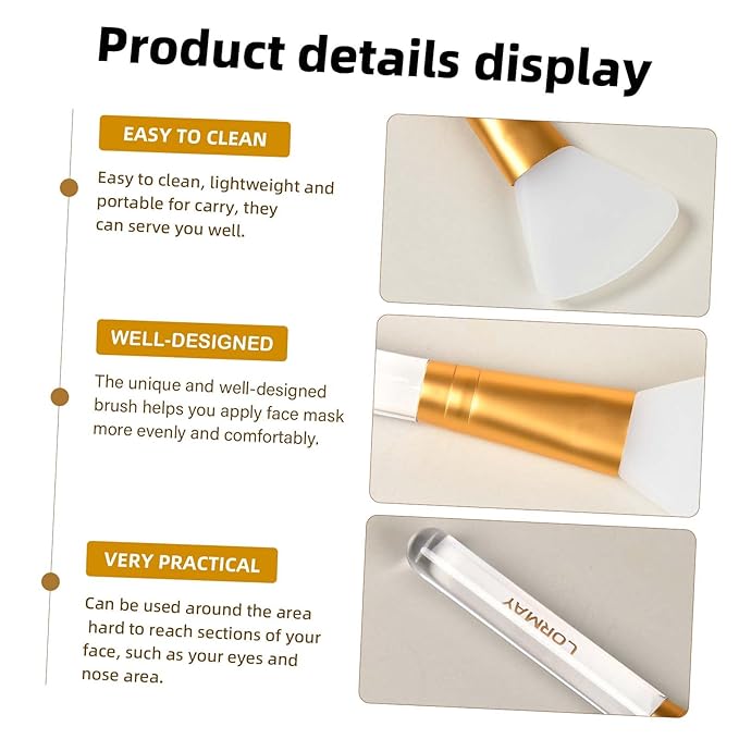 LORMAY Jelly Brush | 2 Pcs Silicone Face Mask Brushes | Facial Applicators for Even Coverage | Skincare Enhancer | Transparent Handles | All Skin Types | Kbeauty Accessory | Fan-shaped Head