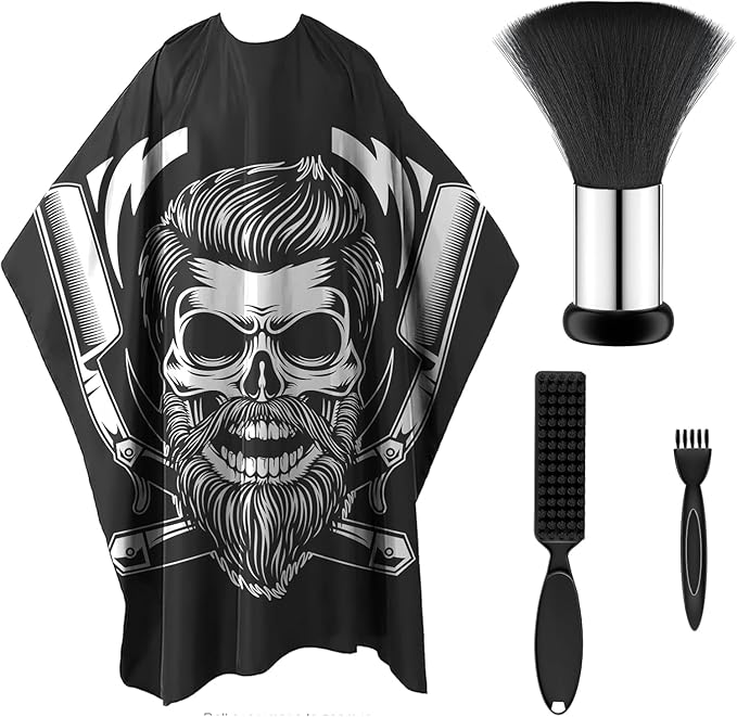 BESTBOMG® Professional Hair Cutting Cape with Neck Duster Brush, Large Size Salon Barber Cape for Men, Women and Kids with Hair Clippers Cleaning Brush