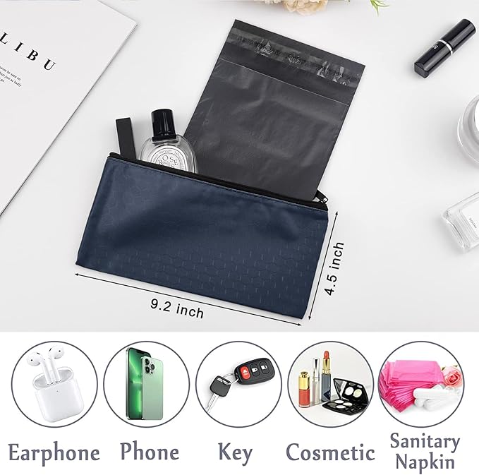Sanitary Napkin Disposal Bags, Feminine Personal Disposal Bags, 200pcs Gray Opaque Bags and 2pcs Dark Blue Sanitary Napkin Storage Bags for Sanitary Disposal, Tampons, Pads, and Liners