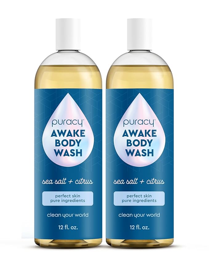 Puracy Body Wash - Natural Body Wash for Women, Men, Kids - Pure Plant Ingredients, Moisturizing Shower Gel, Body Soap for Dry Sensitive Skin, Gently Scented (Citrus Sea Salt, 12 oz/355 ml, 2 pack