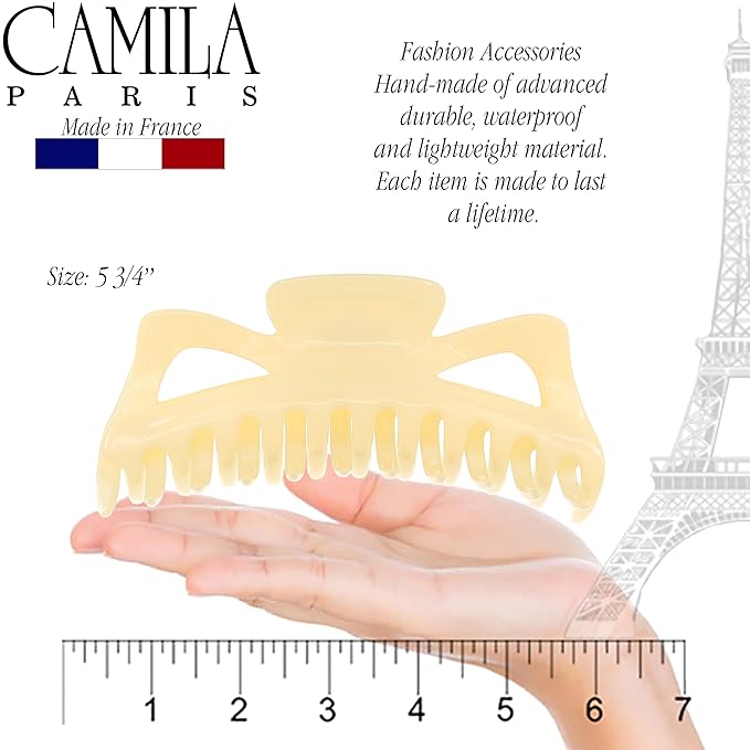 Camila Paris CP3503 French Large Hair Clips for Women Thick Hair for Long Curly Wavy Hair, Girls Hair Claw Clip, Durable Styling Big Claw Clip for Thick Hair, Strong Hold No Slip Grip, Made in France