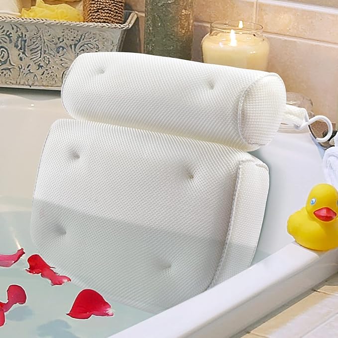 Bath Pillow for Tub, Luxury Bathtub Pillow Back Neck Support Pillow, Relaxing Spa Headrest Cushion for Women Adults Gifts, Must Have Comfort Bathtub Accessories