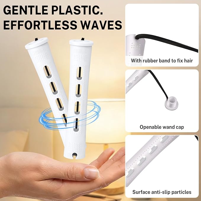 60 Pcs Perm Rods for Long Hair, Cold Wave Perm Rods Set for Women's Long & Short Plastic Curling Rollers for Hair Curling and DIY Hairdressing Styling Tool（0.63 x 3.22 inches）