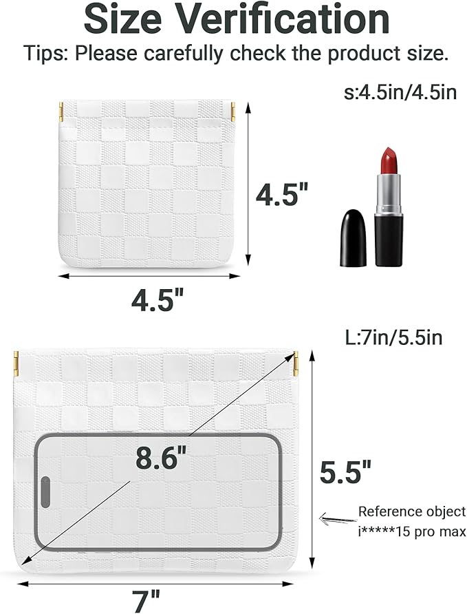 2 PC Small Makeup Bag for Purse, Lipstick Holder & Purse Organizer Pouches, Waterproof Faux Leather Cosmetic Bag, Slim Travel Makeup Pouch for Women Daily & Travel Essentials
