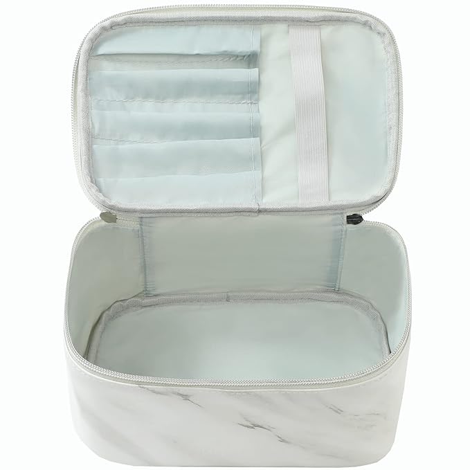 Meiyuuo Makeup Bag Large Cosmetic Bags for Women Girls Cute Travel Zipper Pouch Toiletry Organizer for Beauty Essentials Waterproof (Marble)