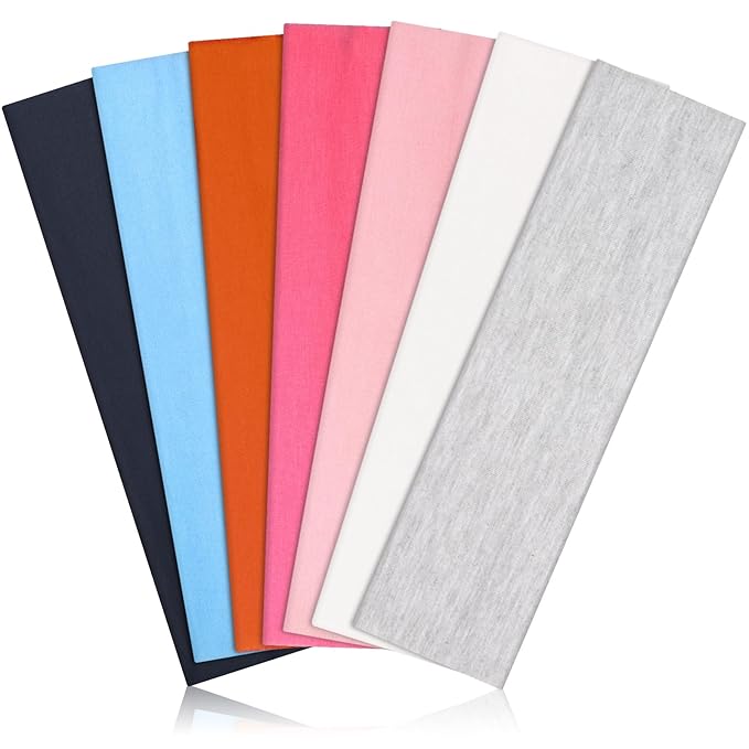 Headbands for Women, Stretchy Non Slip Soft Cotton Cloth Hair Bands for Sports, Workout, Yoga and Running, 7pcs