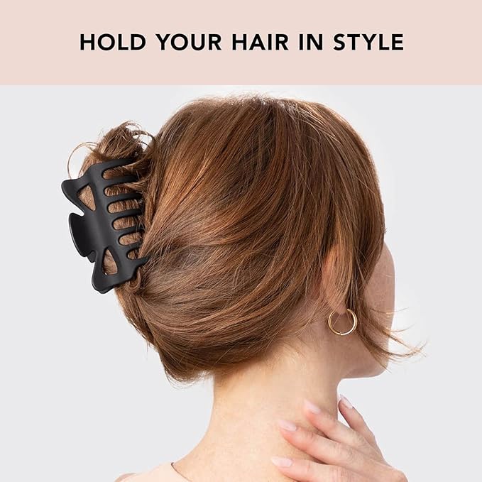 Kitsch Large Claw Clip for Thick Hair | Rubberized Finish for Easy-Grip, Electroplated Springs | Big Hair Clips for Updos Hairstyle | Ideal Gifts for Women - Black, 1pc