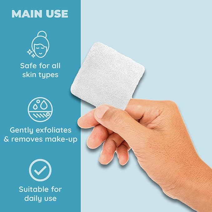 Mini Facial Exfoliating Pads, 100 Count per Pack: Makeup Remover and Cleanser Sponges for Face, Suitable for All Skin Types