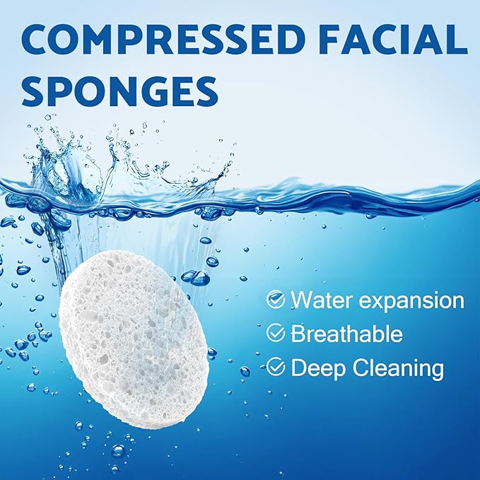320-Count Compressed Facial Sponges, Natural Cellulose Face Sponge, Cosmetic Spa Sponges for Facial Cleansing, Pore Exfoliating, Makeup Removal,Skin Massage (White)