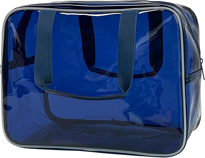 PVC Clear Pure Color Transparent Large Zipper Cosmetic Pouch Travel Makeup Cosmetic Bag with Handle for Travel Bathroom Toiletry Organizer (A23014-101-23)