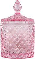 rejomiik Qtip Holder Glass Apothecary Jars with Lid for Bathroom Canisters Dispenser Decor, Storage Organizer for Cotton Swabs, Balls, Pads, Floss Picks, Candy, Pink