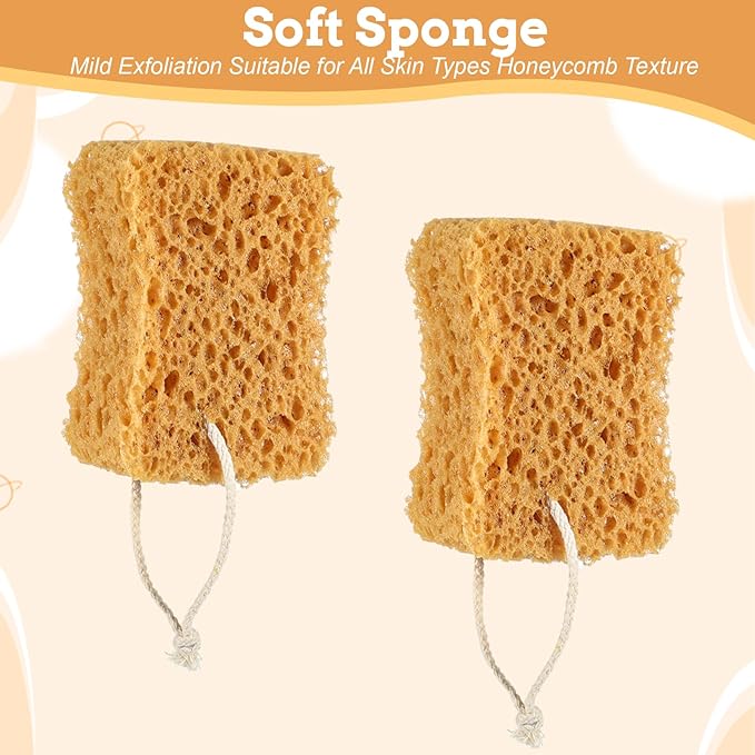 Bath Sponge, 2 Pcs Large Bath Sponges for Shower Soft Loofah Exfoliating Body Sponge for Women Men Home Bathroom Face Body Washing Bathing Deep Cleansing