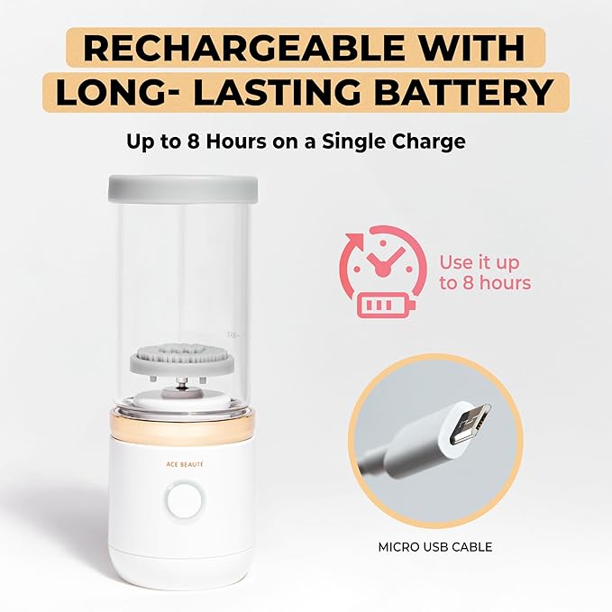 Ace Beauté Premium Electric Makeup Brush Cleaner Machine, Automatic Sponge and Make Up Brush Cleaner, Rechargeable and Efficient Deep Cleaning Tool for Beauty Enthusiasts and Professionals