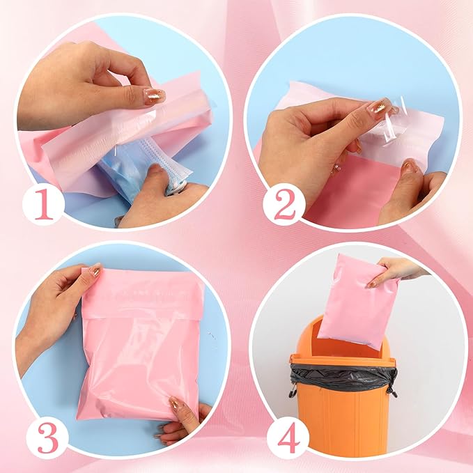 Fulmoon 300pcs Sanitary Napkin Disposal Bag Disposable Sanitary Bag Personal Care Disposal for Tampons Trash Bags period Tampon Bags for Women Privacy Handling Sack Diaper Sack(Light Pink)