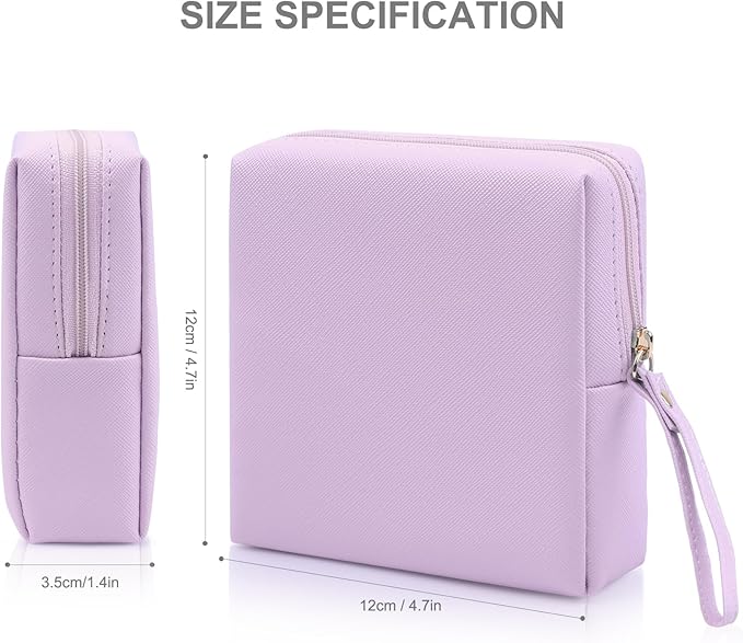 Sanitary Napkin Period bag for Women, Sanitary Napkin Storage Bag, PU Leather Sanitary Pad Bags Pounch, Portable Tampons Zipper Organizer Bag with Handle for Ladies