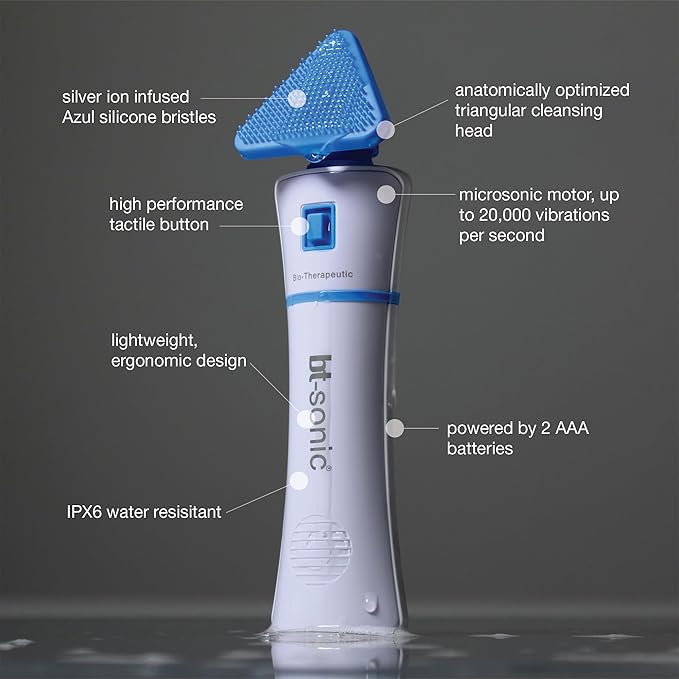Bio-Therapeutic bt-Sonic Facial Cleansing Brush, Microsonic Handheld Silicone Face Cleanser, Exceptional Quality Water Resistant Face Exfoliator