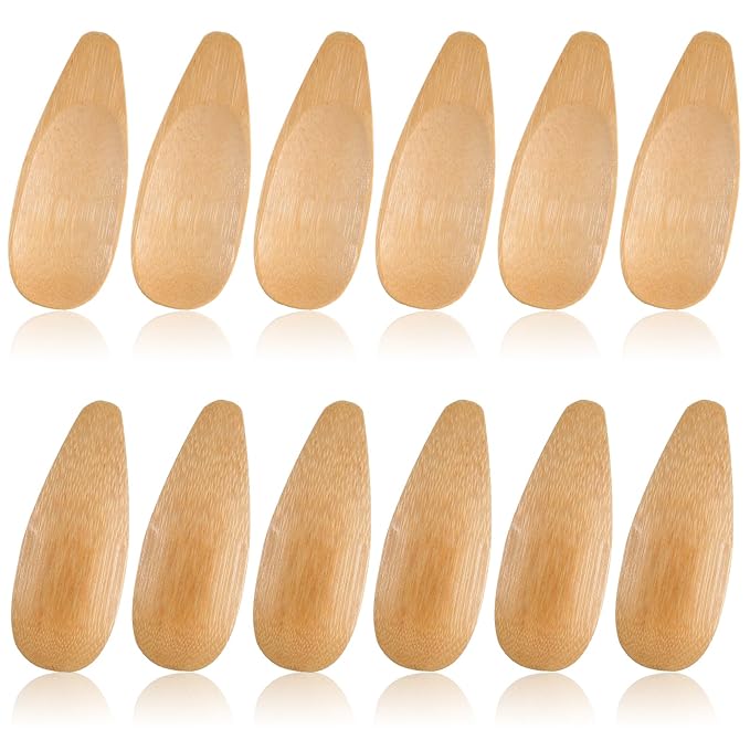 12 pcs Bamboo Deodorant Cream Applicators Multi-functional Facial Applicator Portable Clay Mask Applicators Makeup Beauty Tool Set Face Mask Spatula Beauty Spa Mini Spoon for Mud Cosmetic Reusable