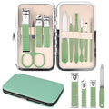 Manicure Set Gift for Women Men, Easter Basket Stuffers for Teens Boys, 10 In 1 Finger and Toe Nail Clippers Kit, Men's Grooming Pedicure Tools with Portable Travel Case, Matcha Green