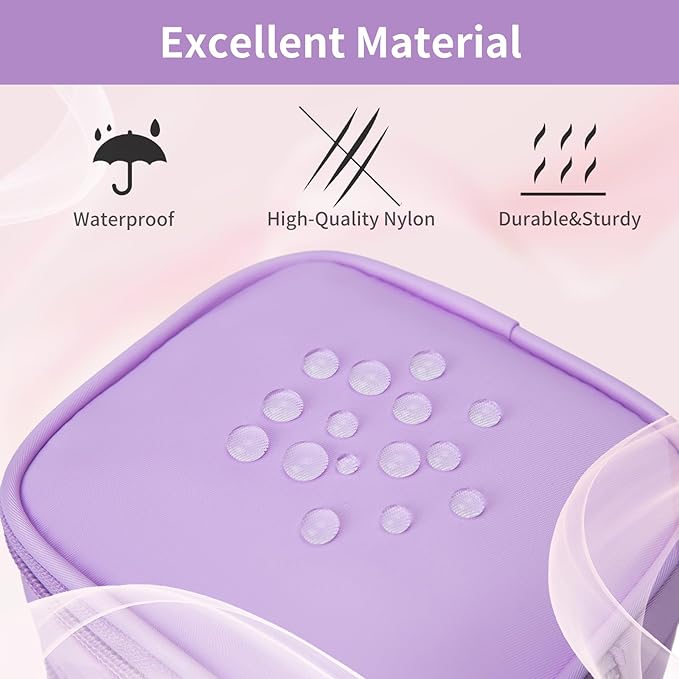 Small Makeup Pouch, Double Zipper Cosmetic Bag, Travel Makeup Bag, Cute Makeup Bag for Purse, Mini Toiletry Bag (lilac)