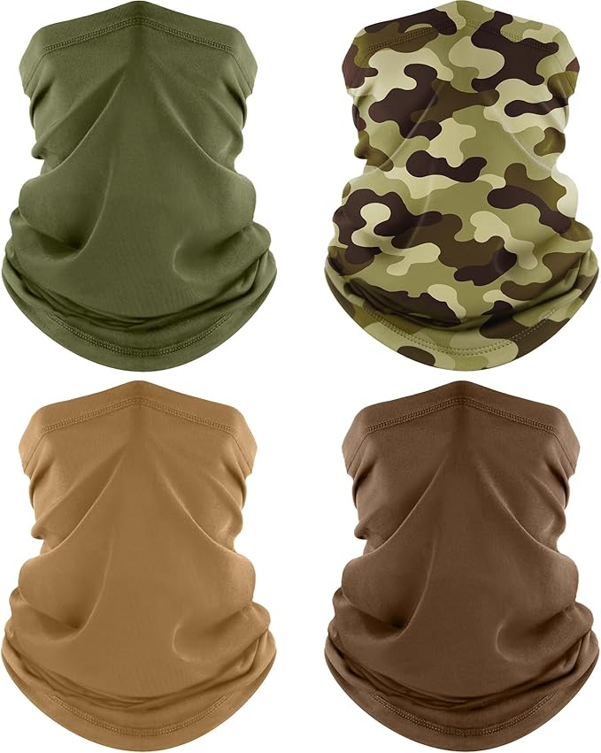 4 Pack Neck Gaiter, Cooling Breathable Face Mask UV Protection Scarf Hiking Bandana for Men/Women