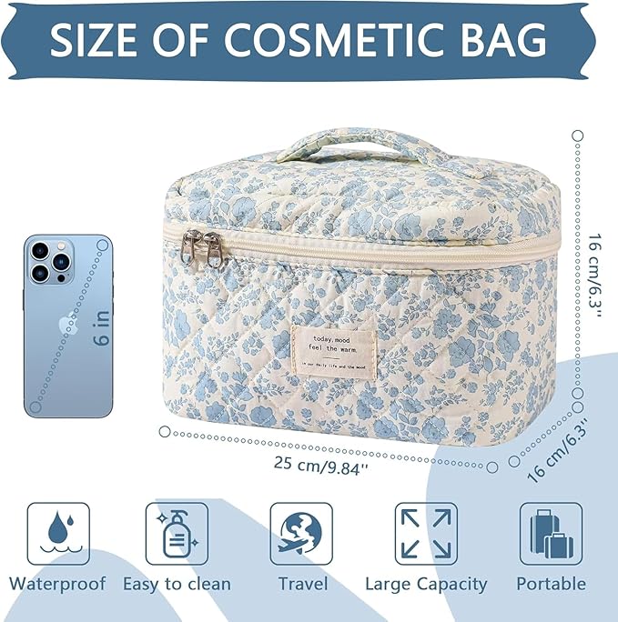 Makeup Bag Set, Cute Cosmetic Bag for Women Girls, Floral Coquette Aesthetic Toiletry Bag, Travel Make Up Organizer Bag (BDLH)