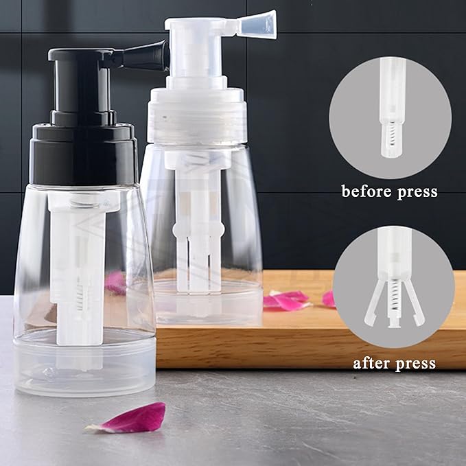 Aethland Powder Spray Bottle for Dry Shampoo, 2pcs Talc and Powder Applying Bottle, Refillable Hair Fiber Applicator for Hair Salon, Cleaning, Plants, Misting & Skin Care (180ml+180ml)