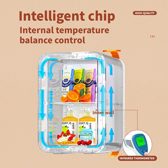 8L Portable Mini Fridge Cool and Warm Dual Function Compact Refrigerator 0-10°C Cooling Up to 65°C Heating Ultra Quiet 28dB AC DC Power for Skincare Drinks Snacks Home Dorm Car Use