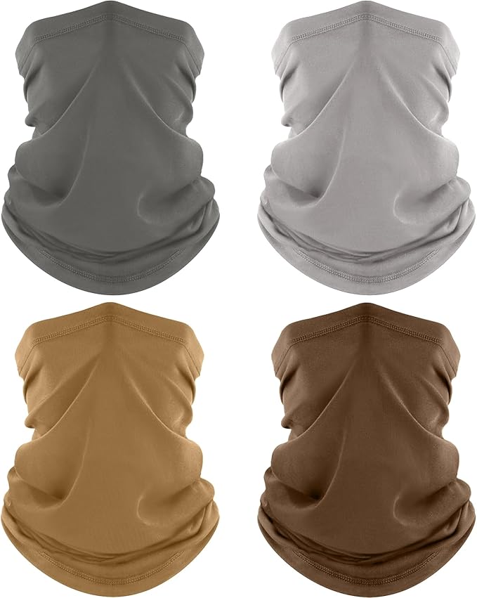 4 Pack Neck Gaiter, Cooling Breathable Face Mask UV Protection Scarf Hiking Bandana for Men/Women