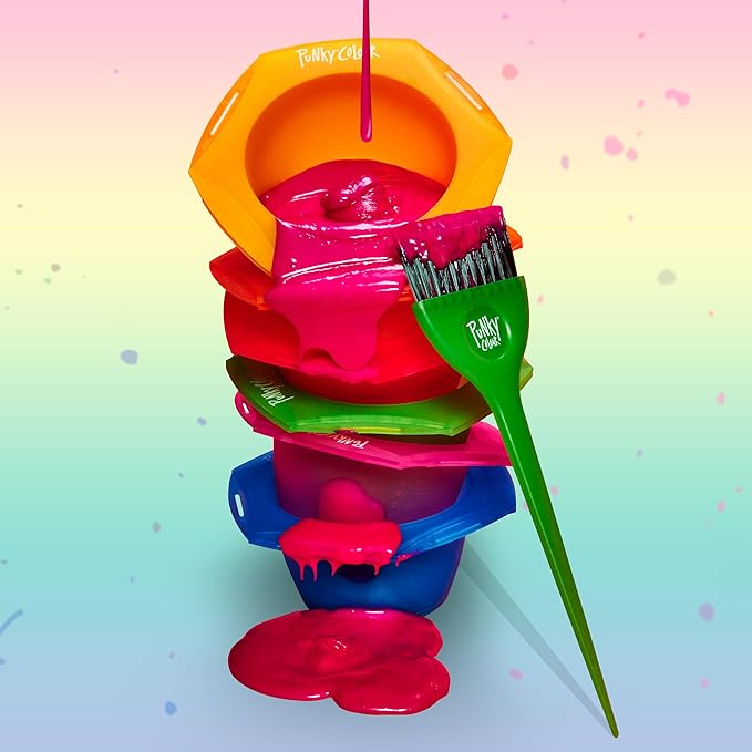 Punky Colour Hair Dye Brush and Bowl Set - Multi-Color Hair Coloring Tools with Hair Dye Brush & Mixing Bowl, DIY Dying & Bleaching for Salon & At-Home Use