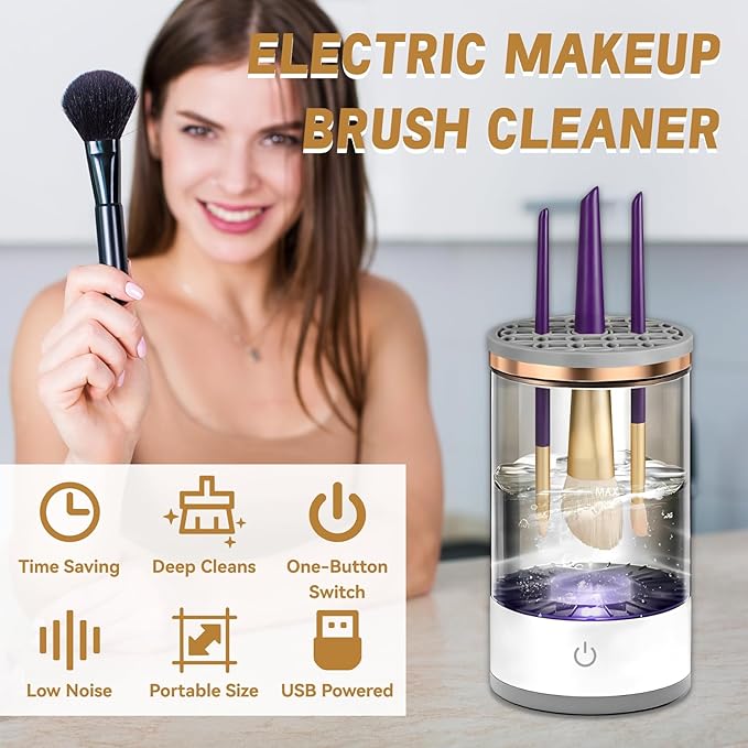 Electric Makeup Brush Cleaner - Efficient Electric Makeup Brush Cleaner Machine for Thorough Brush Cleaning, Ideal for Makeup Artists & Enthusiasts (xx-Large)