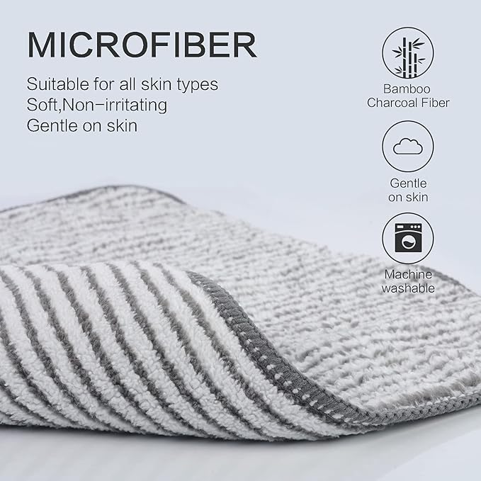 SINLAND Microfiber Face Cloths Highly Absorbent Washcloths Soft Feel Fingertip Towels Multi-Purpose Wash Cloths for Bathroom, Gym, Hotel, Spa and Kitchen, 12Inch x 12Inch