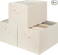 StorageWorks Closet Organizers and Storage Bins, Shelf Baskets for Clothes Storage, Fabric Storage Bins for Organization, Beige(NaturWeave Fabric), 3-Pack, Extra Large