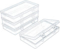 4 Pack Rectangular Clear Plastic Storage Containers Box with Hinged Lid for Beads and Other Small Craft Items (6.1 x 3.3 x 1.18 inch)