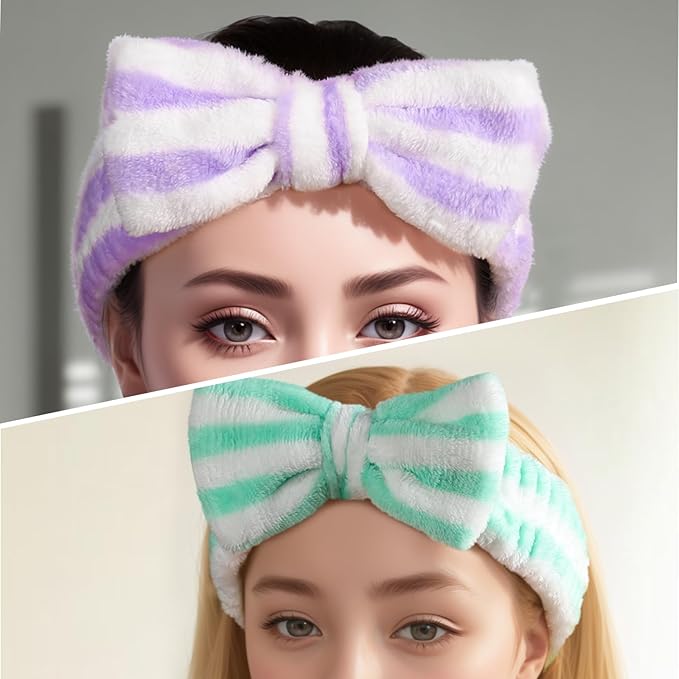 Teenitor Makeup Headband, Spa Headband For Girls, Bow Headbands, Fuzzy Headbands for Washing Face, Skincare