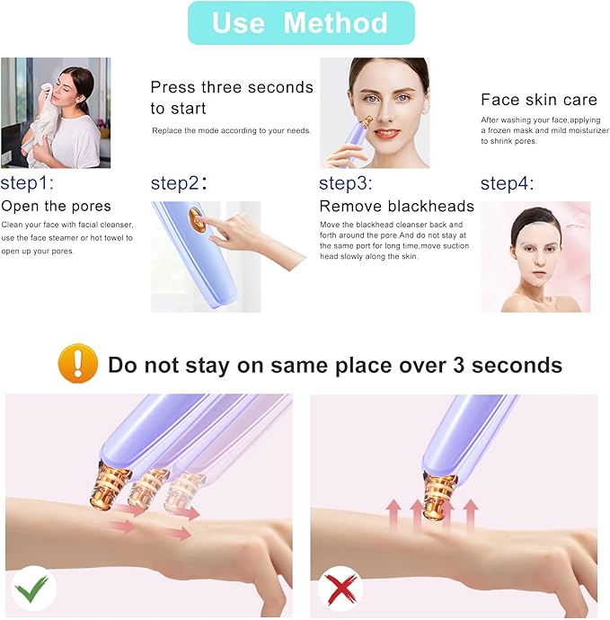 Blackhead Remover Pore Vacuum Cleaner - Upgraded Facial Pore Cleaner - Electric USB Pore Vacuum with 5 Probes - Upgraded Blackhead Suction Tool - Blackhead Remover Kit