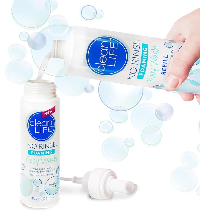 No-Rinse Foaming Body Wash - Waterless Foam Cleanser for Elderly, Adults, Kids, Infants & Caregiver - Rinse-Free for Sensitive Skin - Travel Size - Refreshed & Moisturized Skin - 8 fl oz (Pack of 1)