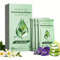 Green Tea Facial Cleansing Wipes, Extra Large No Rinse Cleansing Cloths for Body, Gentle Cleanse, Soothe & Hydrate, Travel Essentials & Disposable for Post Workout Cleanup & Elderly Hygiene, 10 Count
