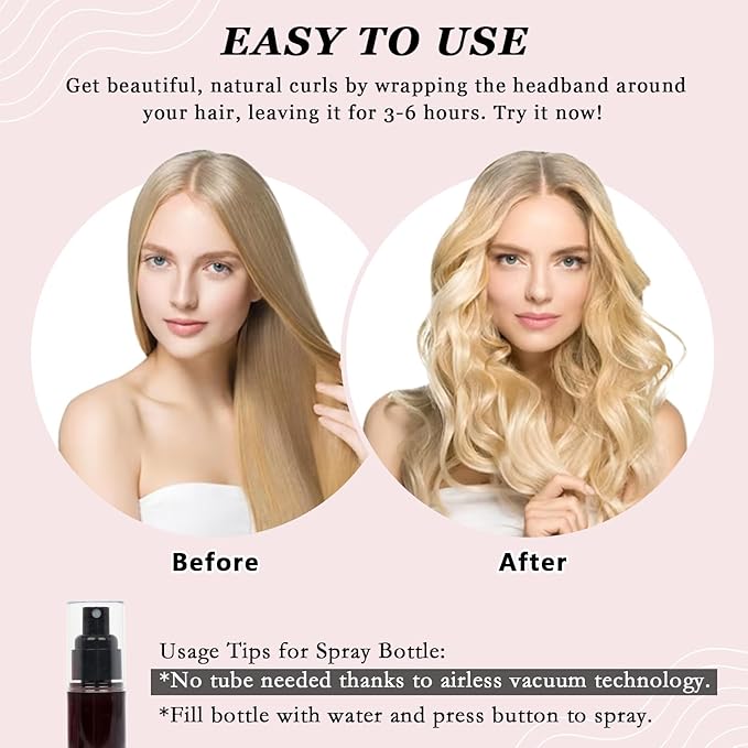 ZILAMPU Hair Curler Headband, No Heat Overnight Hair Curler, 70" Long Velour Lazy Hair Curls Roller Wrap for Women Girls Long Hair - Reddish Brown