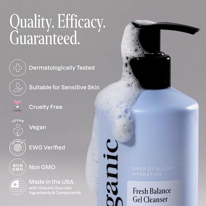 Cliganic Hydrating Facial Gel Cleanser with Triple Botanical Complex® – Clean Gentle Face Wash with Jojoba, Rosehip Argan Oils Removes Makeup Impurities Aloe Vera Glycerin for Balanced Glowing Skin