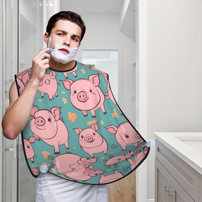 Pinks Cherry Blossoms Print Beard Bib Shaving Apron, Beard Hair Trimming Cape Gift For Dad