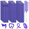 36PCS Flexible Curling Rods for Women, Twist Hair Rollers for Long and Short Hair, Foam Rollers with 2 Steel Pintail Combs