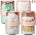 Tbestmax 4 Pack Rotating Qtip Holder Dispenser for Cotton Swabs, Makeup & Hair Accessories, Vanity Organizer with Canisters for Floss Picks, Cotton Balls, Bathroom Essentials Accessories Decor,Pink