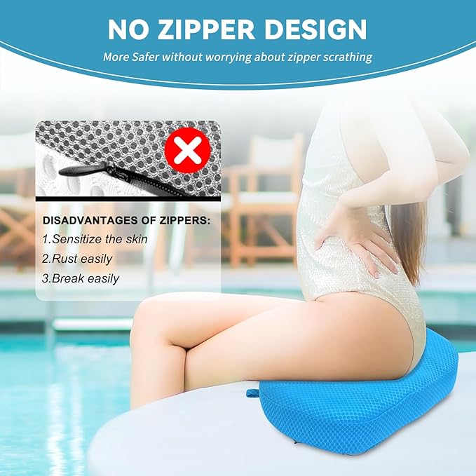 Idle Hippo Hot Tub Booster Seat, Weighted Hot Tub Pillow with Powerful Non-Slip Suction Cups, 4D Air Mesh Ergonomic, Booster Cushion, Quick Dry Spa Pillow for Indoor Outdoor Hot Tub (Blue)