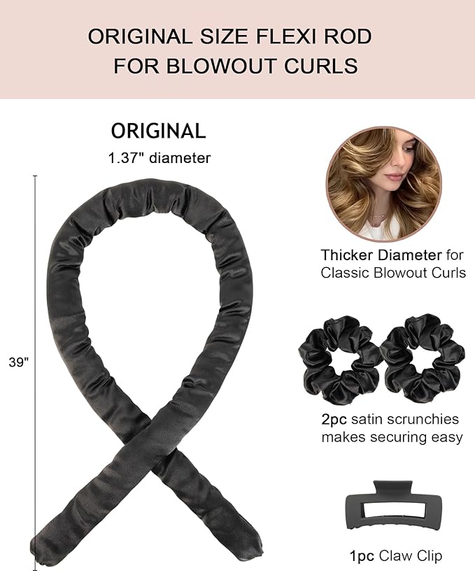Heatless Curls Overnight No Heat Flexi Rods Large Jumbo Hair Rollers Curlers to Sleep In for Long Hair, Soft Satin Heatless Curling Rod Set for Women Beauty Curly Hair Styling Tools Accessories