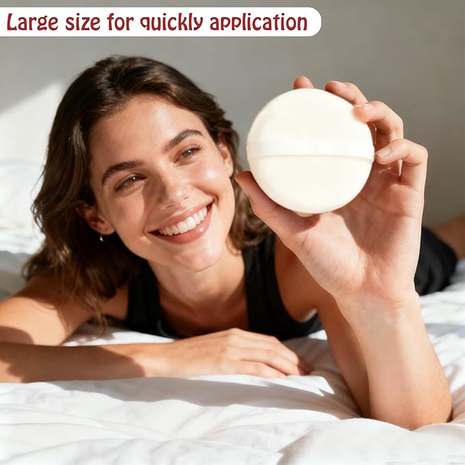 Body Powder Puff Extra Soft Large 3.95" Dusting Powder Puff for Women Bath and Face Makeup Setting Powder Applicator - Perfect for Talcum or Loose Powder, Big Beauty Sponge