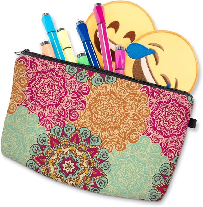 Deanfun Cosmetic Bag for Women, Mandala Flowers Waterproof Makeup Bags Roomy Toiletry Pouch Travel Accessories Gifts (51560)