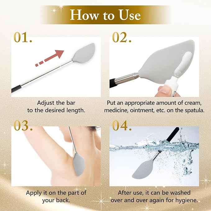 Cream Applicator for Back Telescopic Easy to Clean Applies Creams, Sunscreens, and Ointments (Accurate Application)
