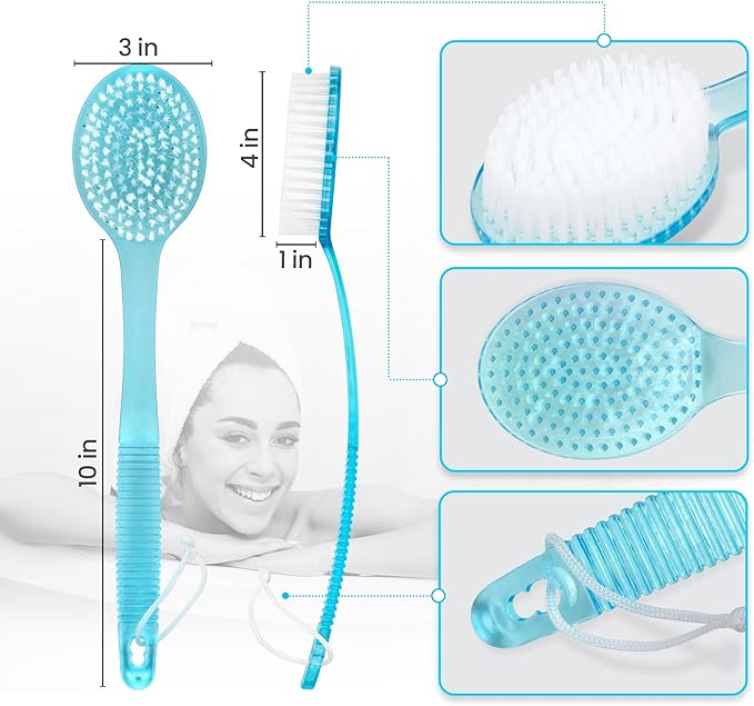 DecorRack (Random Color, 1 Pack) Bath Brush with Bristles, Long Handle for Exfoliating Back, Body, and Feet, Bath and Shower Scrubber