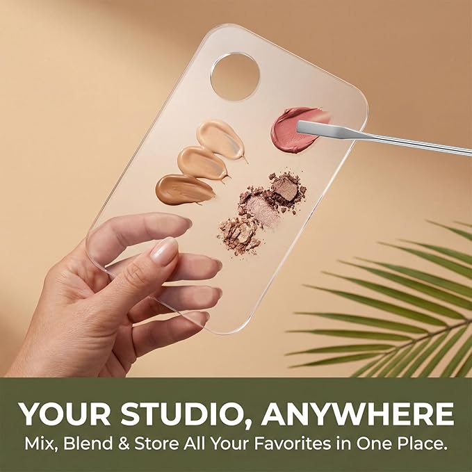 4 Pcs Makeup Mixing Tray, Acrylic Cosmetic Makeup Palette with Make Up Spatula, Make Up Mixing Palette Foundation Palettes for Beauty Salon Color Cream Liquid Foundation Mixing Palettes